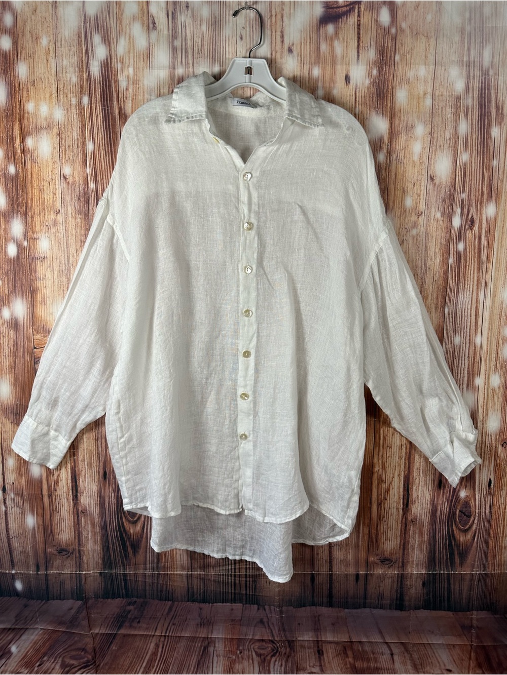 Vitamin A Playa Oversize Linen Cover-Up Shirt White Size Small 100% Linen